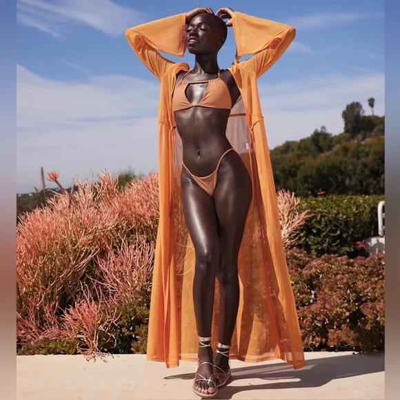 Camila Coelho Nikki Robe Cover Up Orange Bikini Cover small - Picture 2 of 9